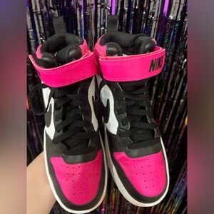 Nike Black and Pink High-Top Sneakers